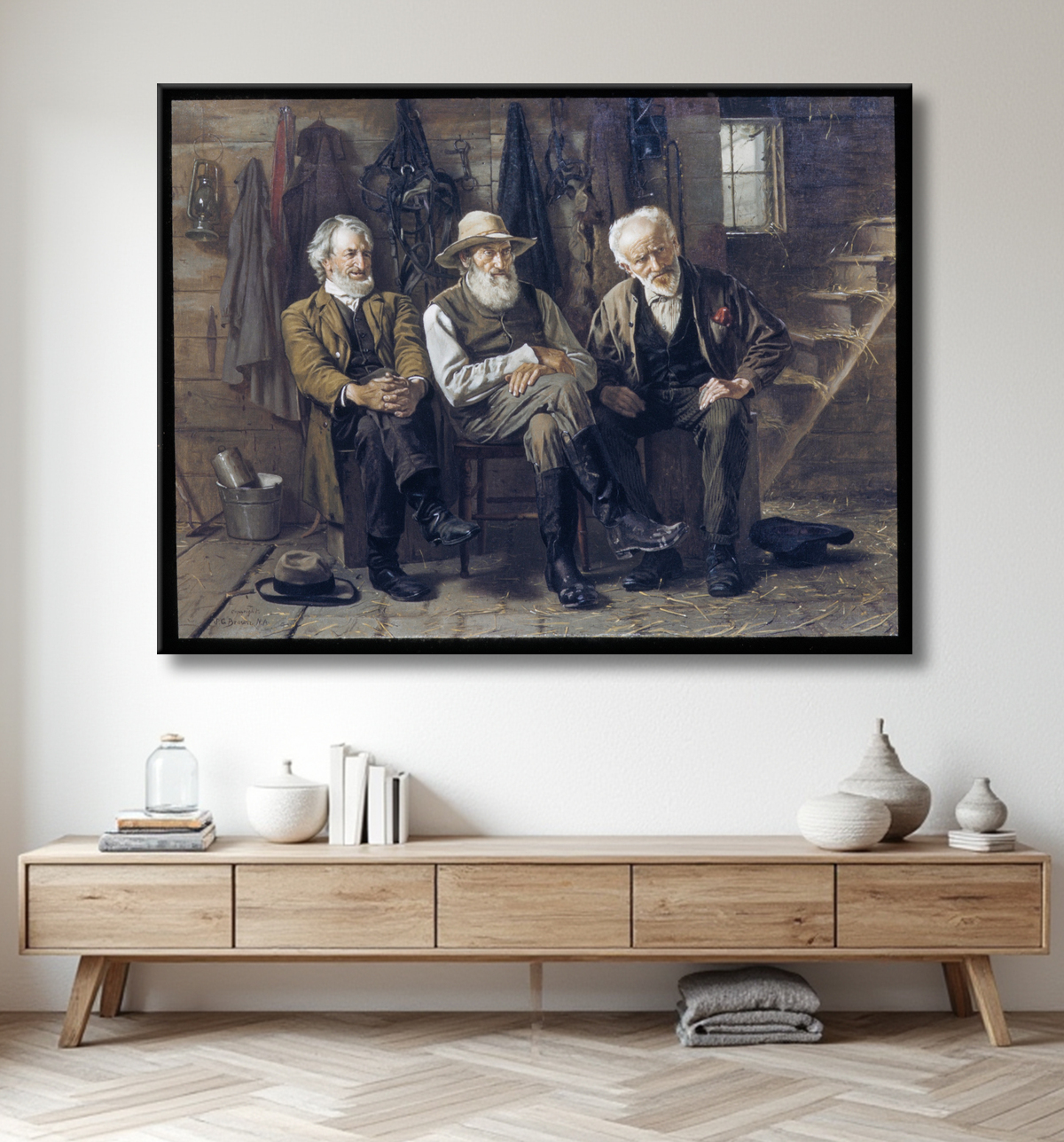 Reproduction Pour décider de la question de John George Brown avec decor