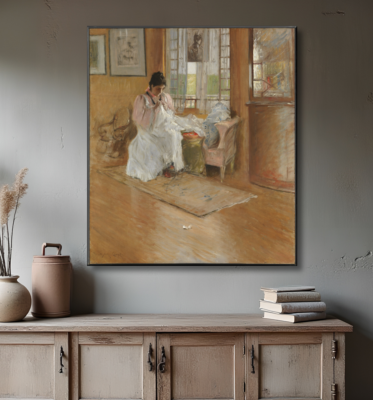 Reproduction Pour le petit de William Merritt Chase avec decor