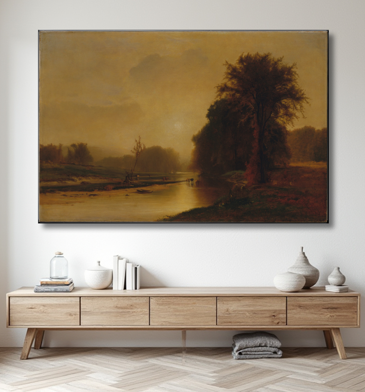 Reproduction Prairies d'automne de George Inness avec decor