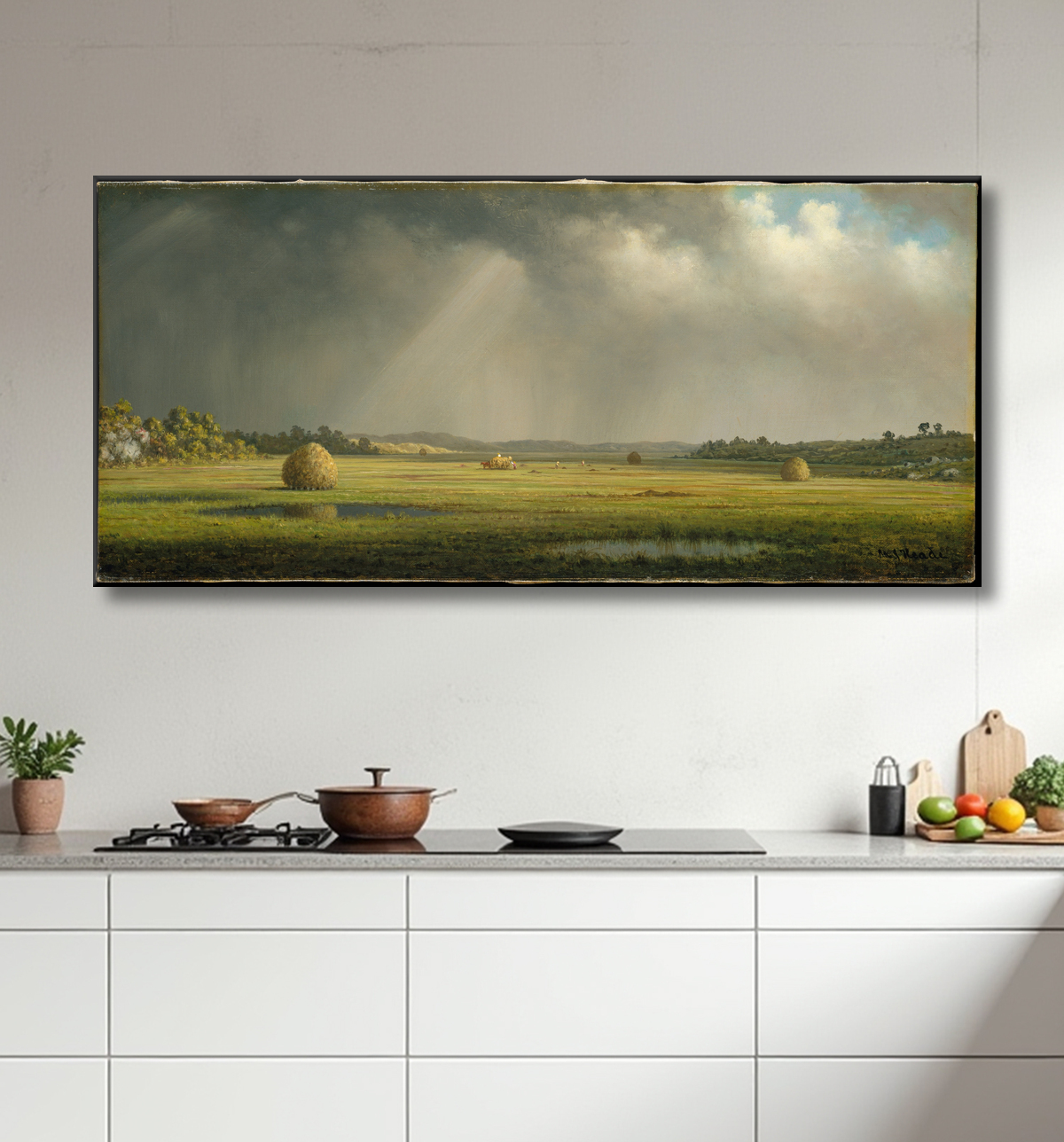 Reproduction Prairies de Newburyport de Martin Johnson Heade avec decor