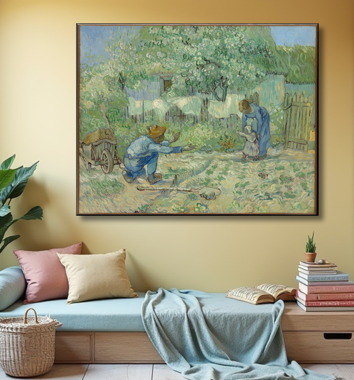 Reproduction Premiers pas, après Millet de Vincent van Gogh avec decor