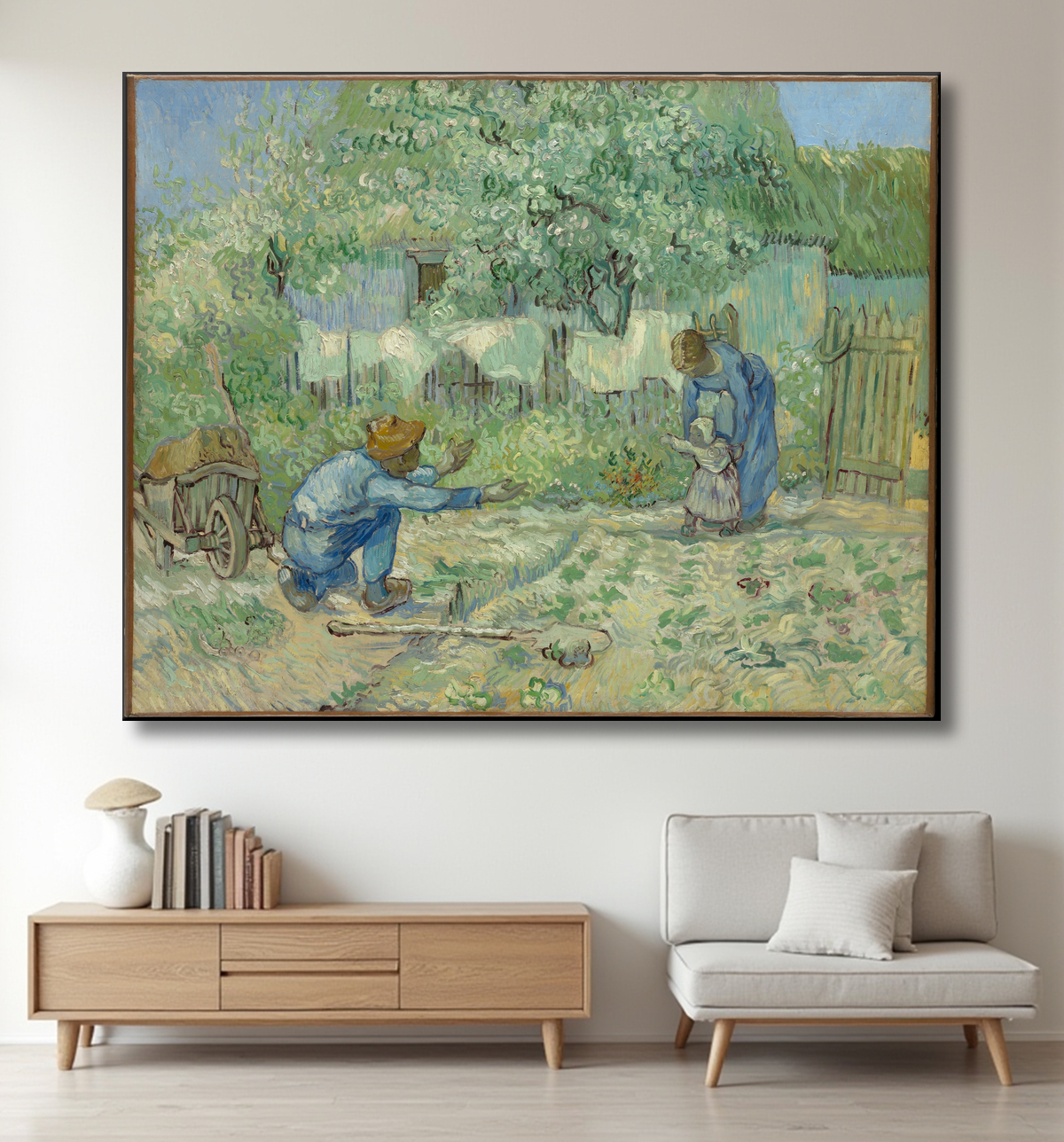 Reproduction Premiers pas, après Millet de Vincent van Gogh avec decor