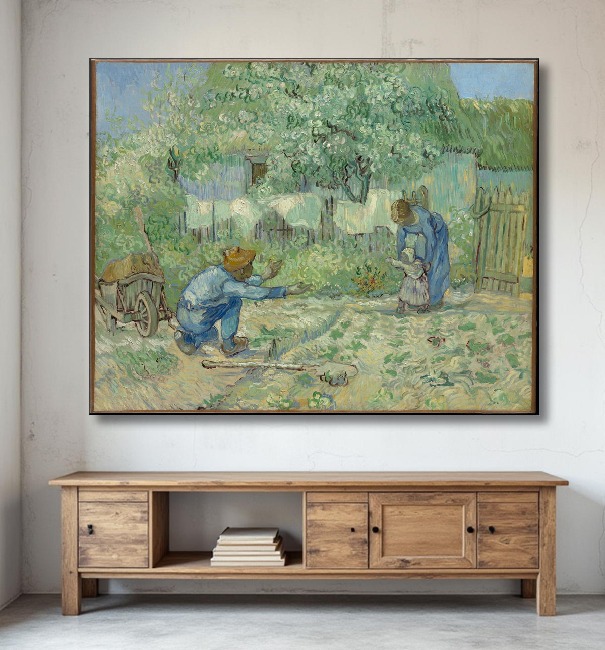 Reproduction Premiers pas, après Millet de Vincent van Gogh avec decor