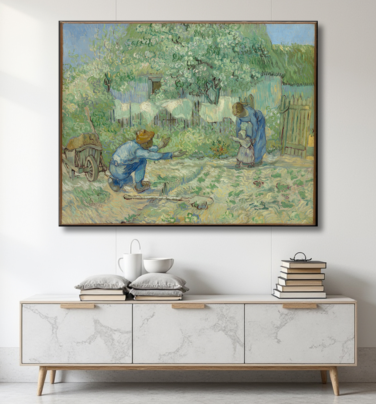 Reproduction Premiers pas, après Millet de Vincent van Gogh avec decor