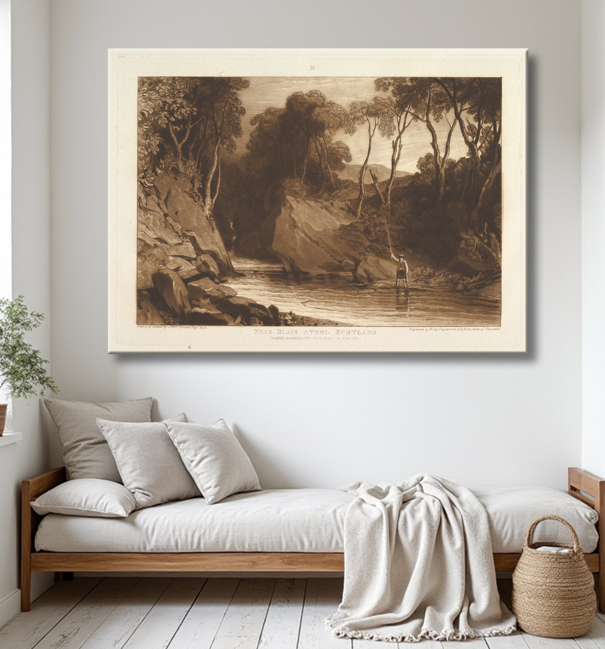 Reproduction Près de Blair Athol, Écosse (Études de livres, partie 6, planche 30) de Joseph Mallord William Turner avec decor