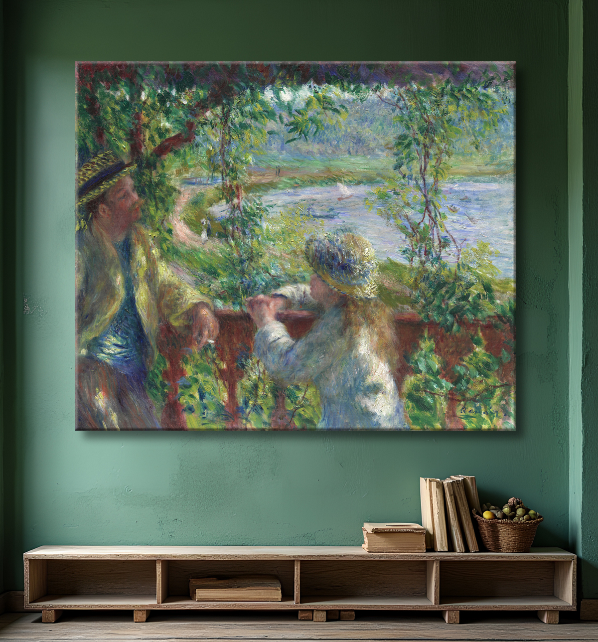 Reproduction Près du lac de Pierre-Auguste Renoir avec decor