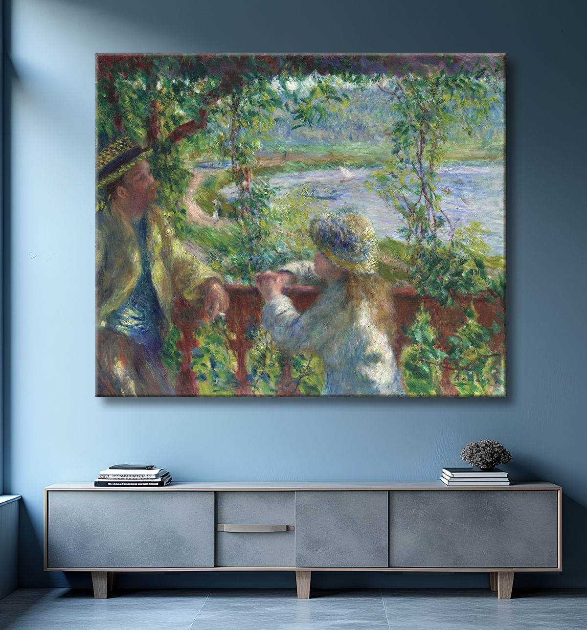 Reproduction Près du lac de Pierre-Auguste Renoir avec decor