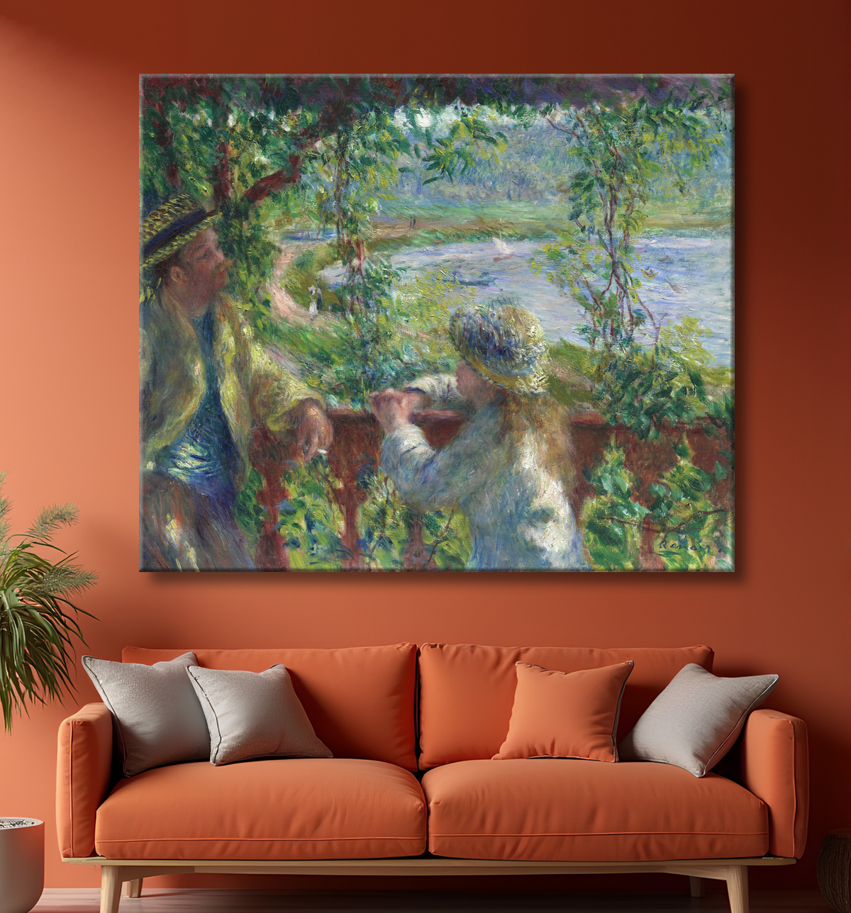 Reproduction Près du lac de Pierre-Auguste Renoir avec decor