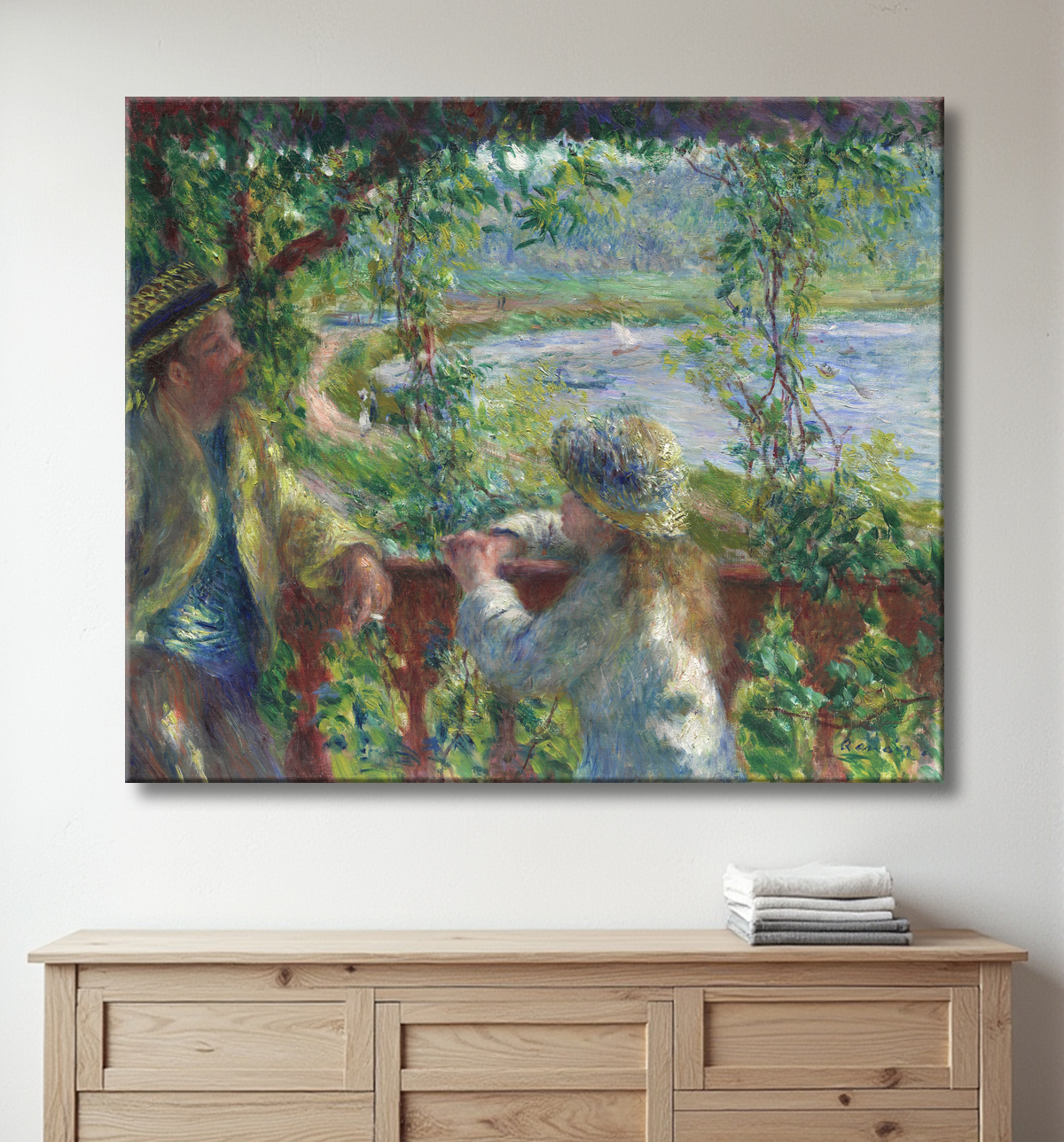 Reproduction Près du lac de Pierre-Auguste Renoir avec decor