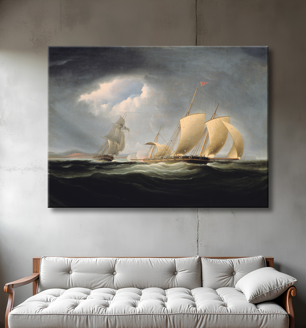 Reproduction Prise du Tripoli par l'Enterprise de Thomas Birch avec decor