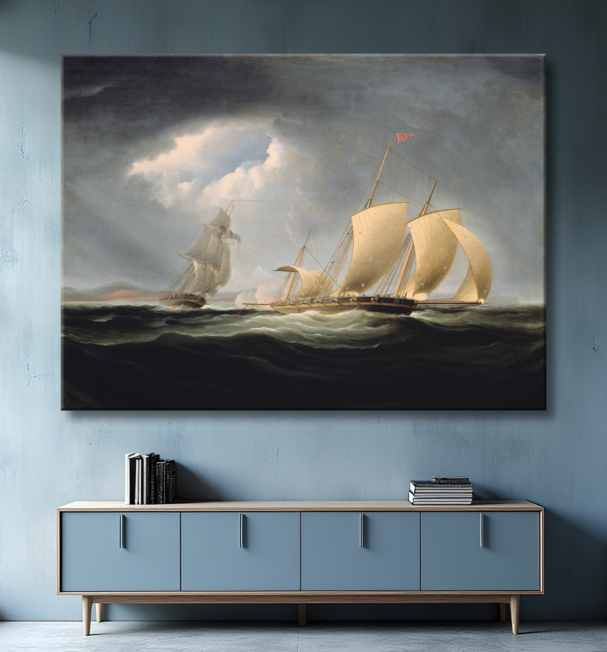 Reproduction Prise du Tripoli par l'Enterprise de Thomas Birch avec decor