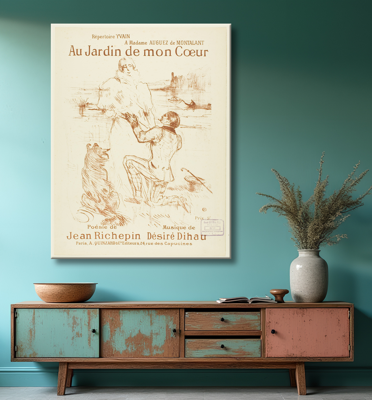 Reproduction Proposition (première assiette) de Henri de Toulouse-Lautrec avec decor