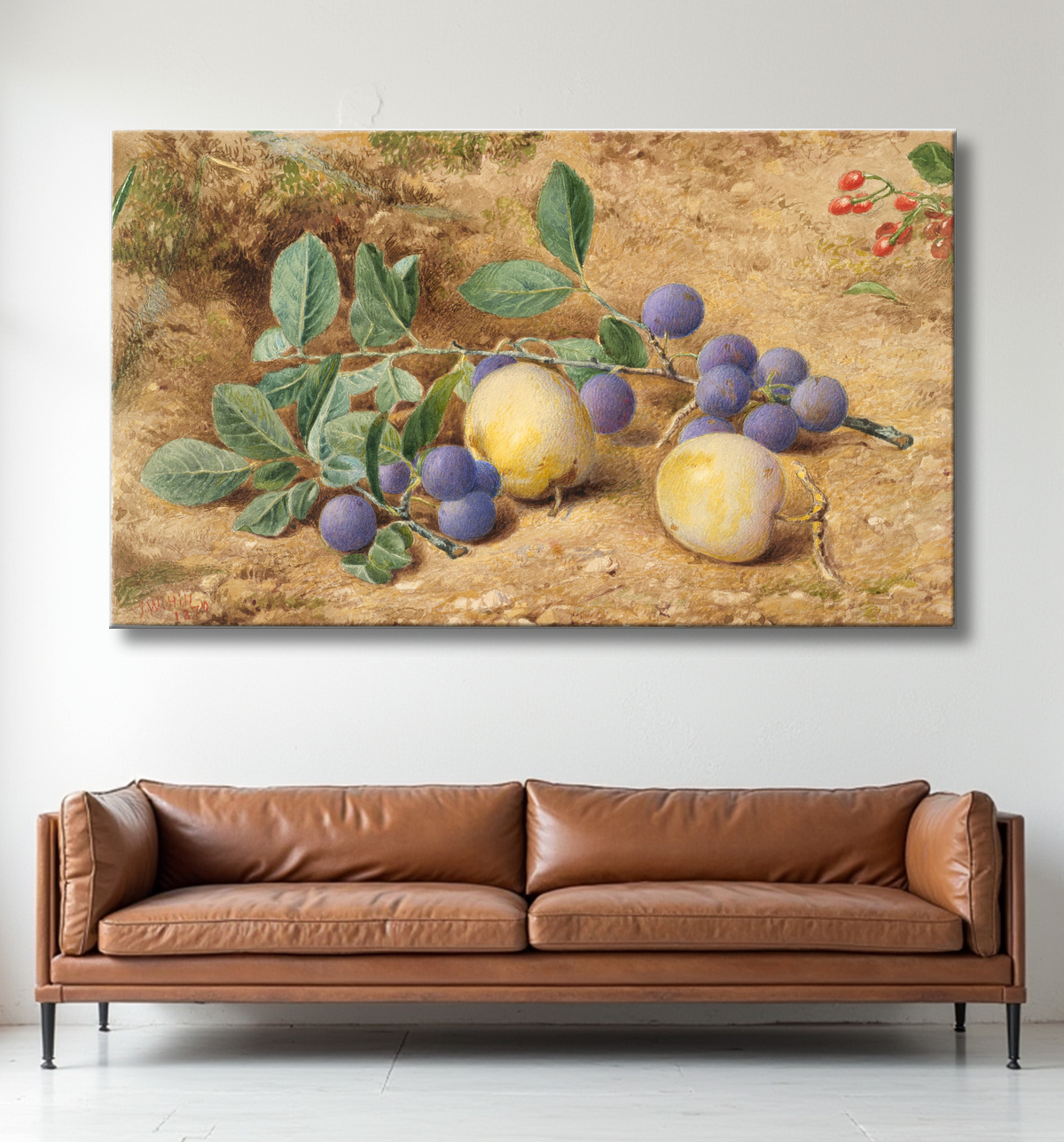 Reproduction Prunes de John William Hill avec decor