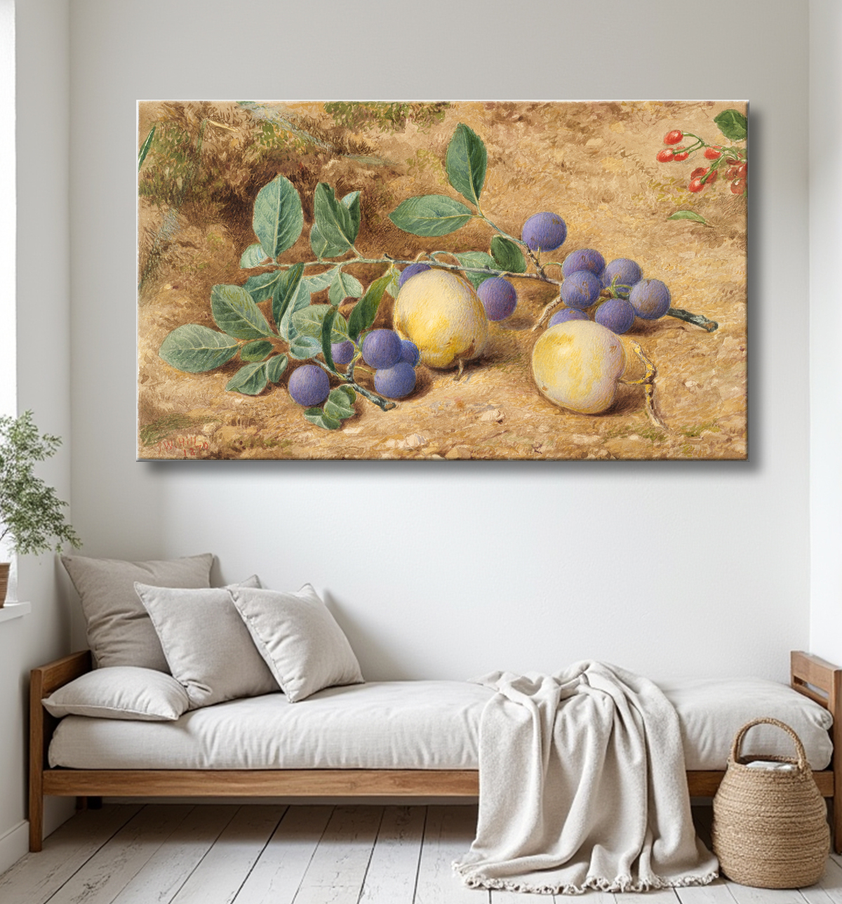 Reproduction Prunes de John William Hill avec decor