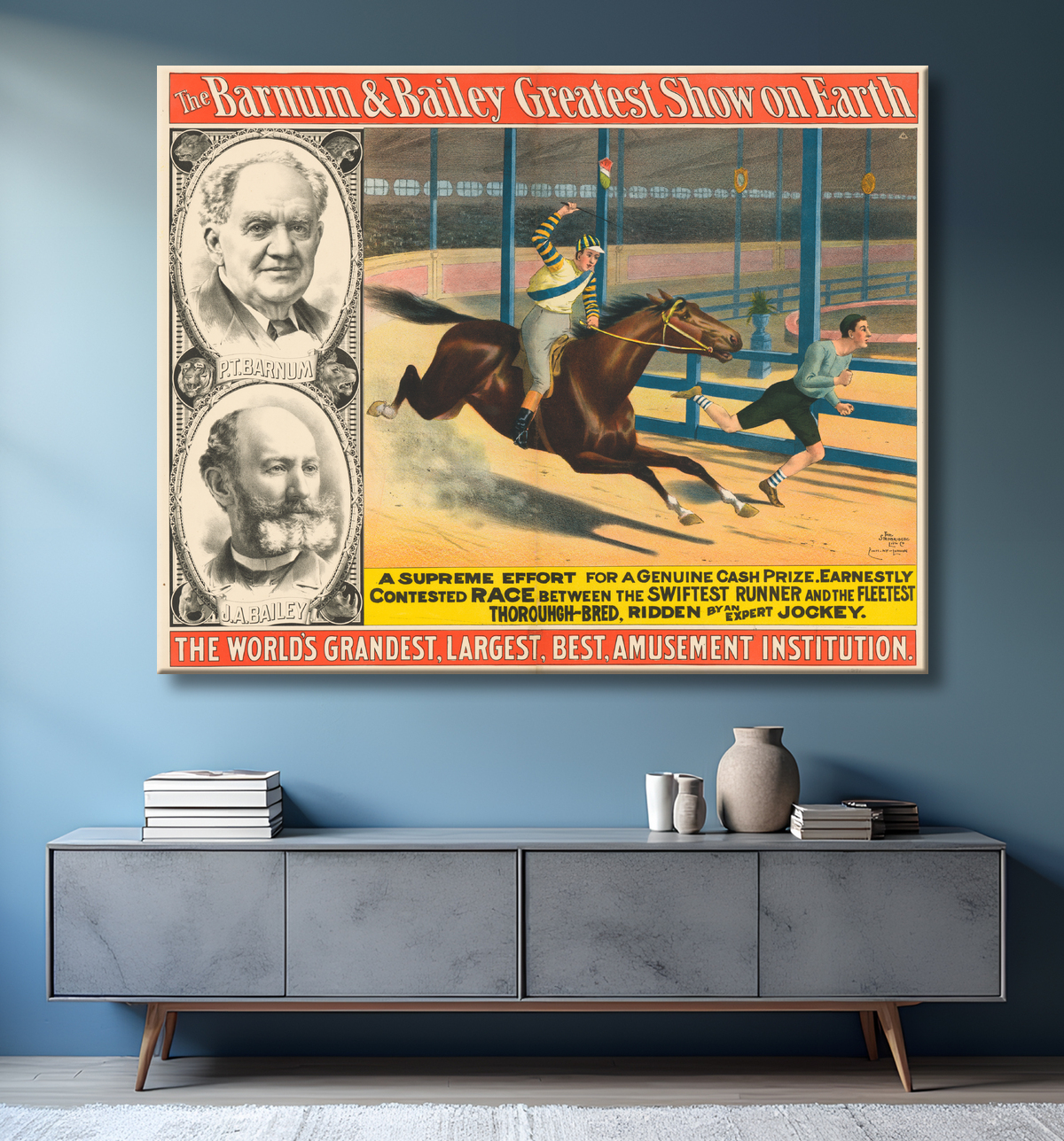 Reproduction PT Barnum et James Bailey de Strobridge Lithography Company, 1867 - 1961 avec decor