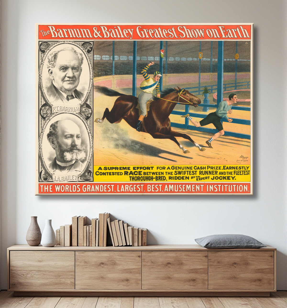 Reproduction PT Barnum et James Bailey de Strobridge Lithography Company, 1867 - 1961 avec decor