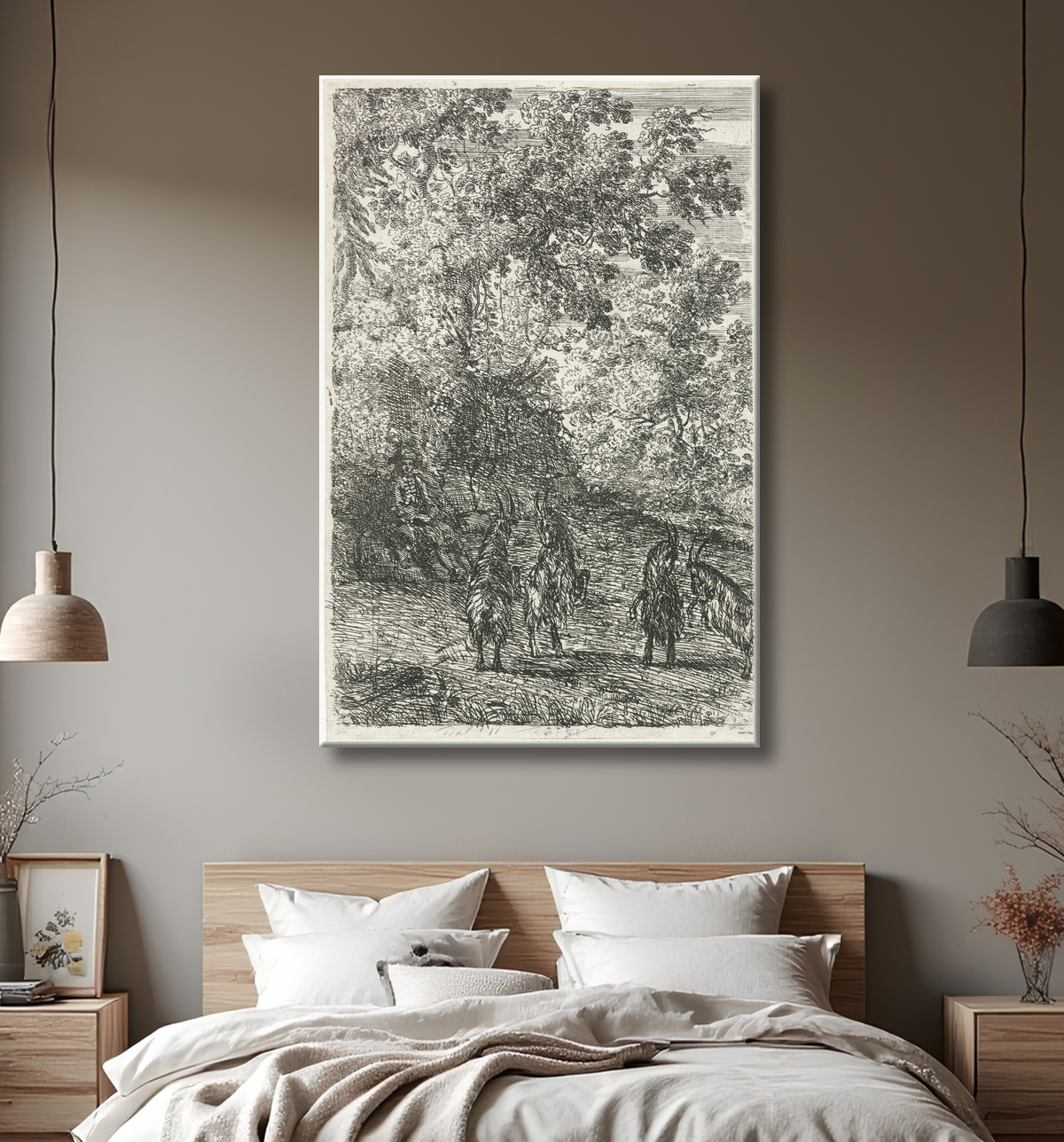 Reproduction Quatre chèvres de Claude Lorrain avec decor