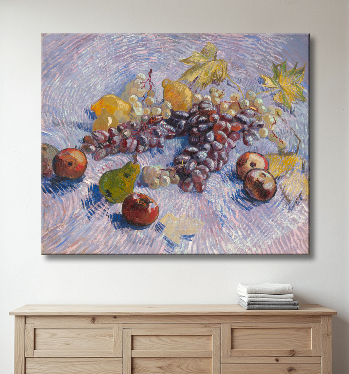 Reproduction Raisins, citrons, poires et pommes de Vincent van Gogh avec decor
