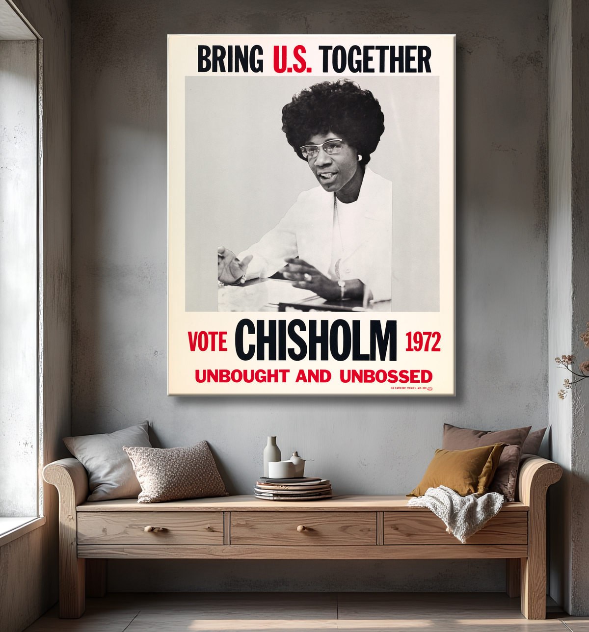 Reproduction Rassemblez-nous. Votez Chisholm 1972, non acheté et sans patron de Unidentified Artist avec decor