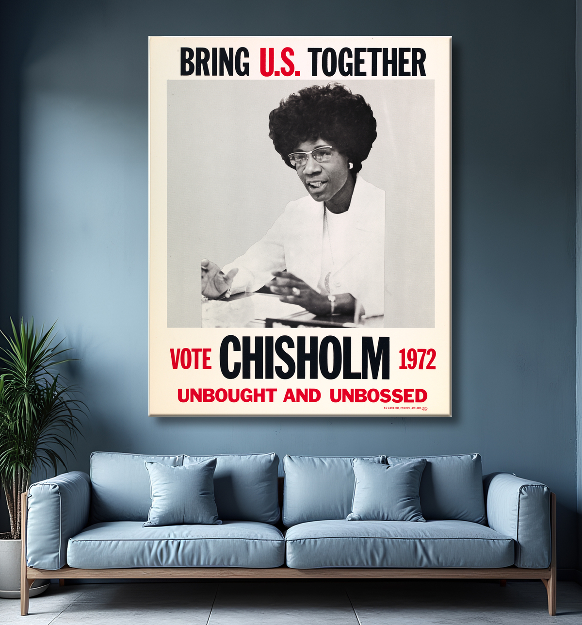 Reproduction Rassemblez-nous. Votez Chisholm 1972, non acheté et sans patron de Unidentified Artist avec decor