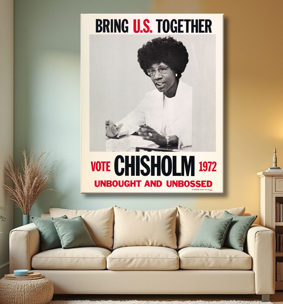 Reproduction Rassemblez-nous. Votez Chisholm 1972, non acheté et sans patron de Unidentified Artist avec decor