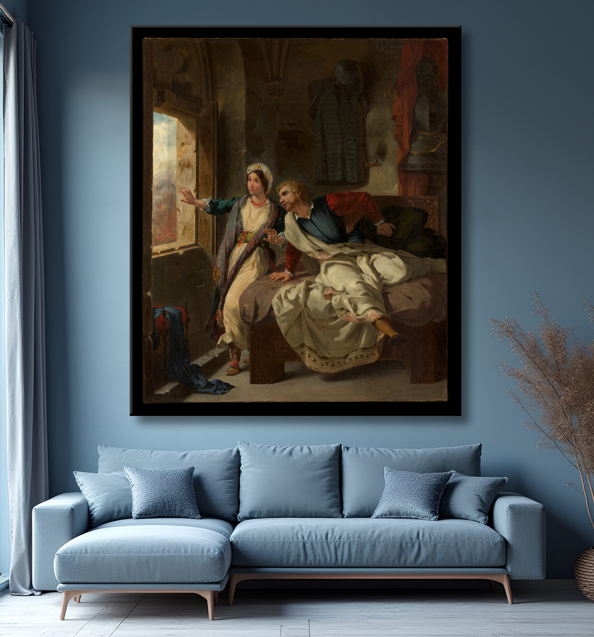 Reproduction Rebecca et le blessé Ivanhoé de Eugène Delacroix avec decor