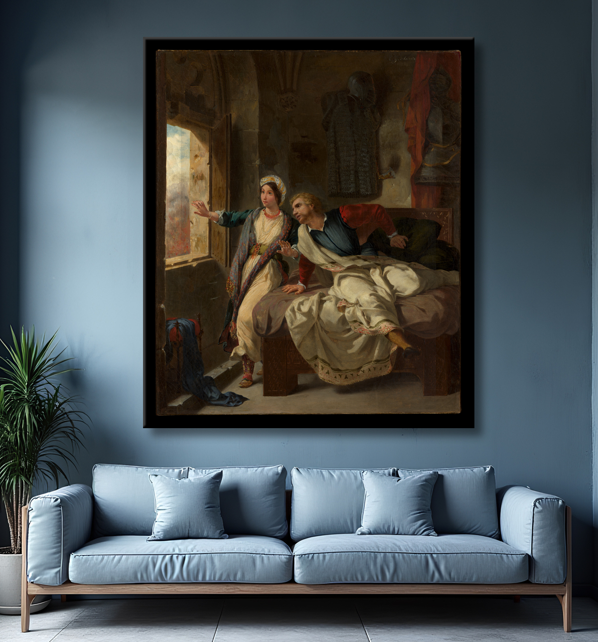 Reproduction Rebecca et le blessé Ivanhoé de Eugène Delacroix avec decor