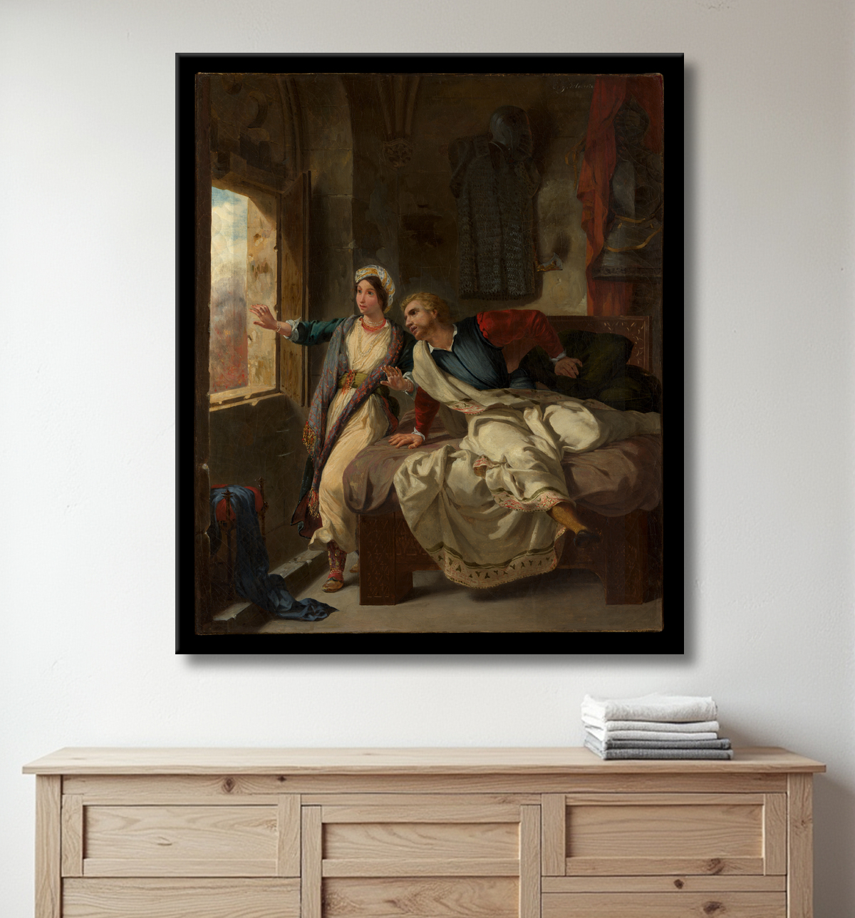 Reproduction Rebecca et le blessé Ivanhoé de Eugène Delacroix avec decor