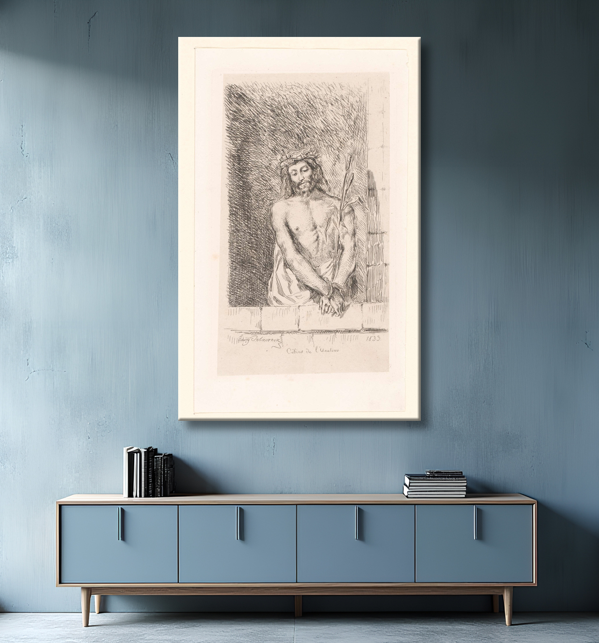 Reproduction Regarde l'homme de Eugène Delacroix avec decor