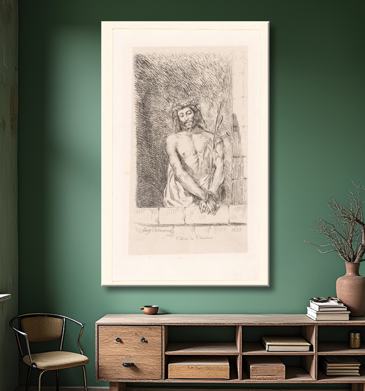 Reproduction Regarde l'homme de Eugène Delacroix avec decor