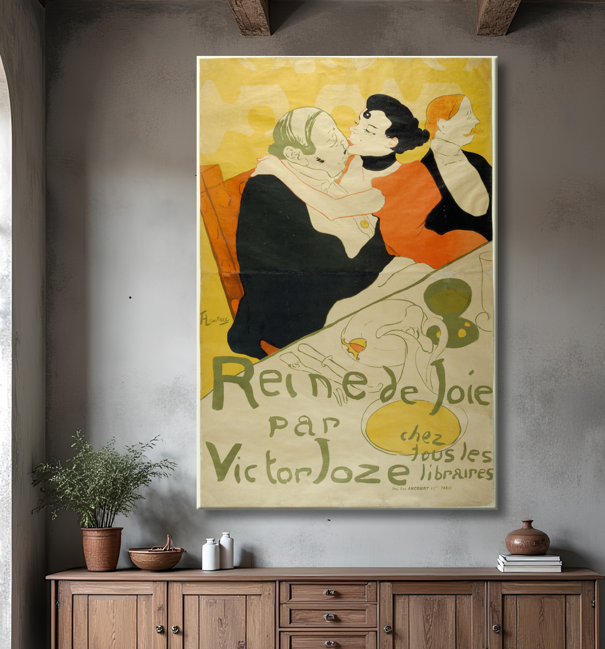Reproduction Reine de Joie de Henri de Toulouse-Lautrec avec decor