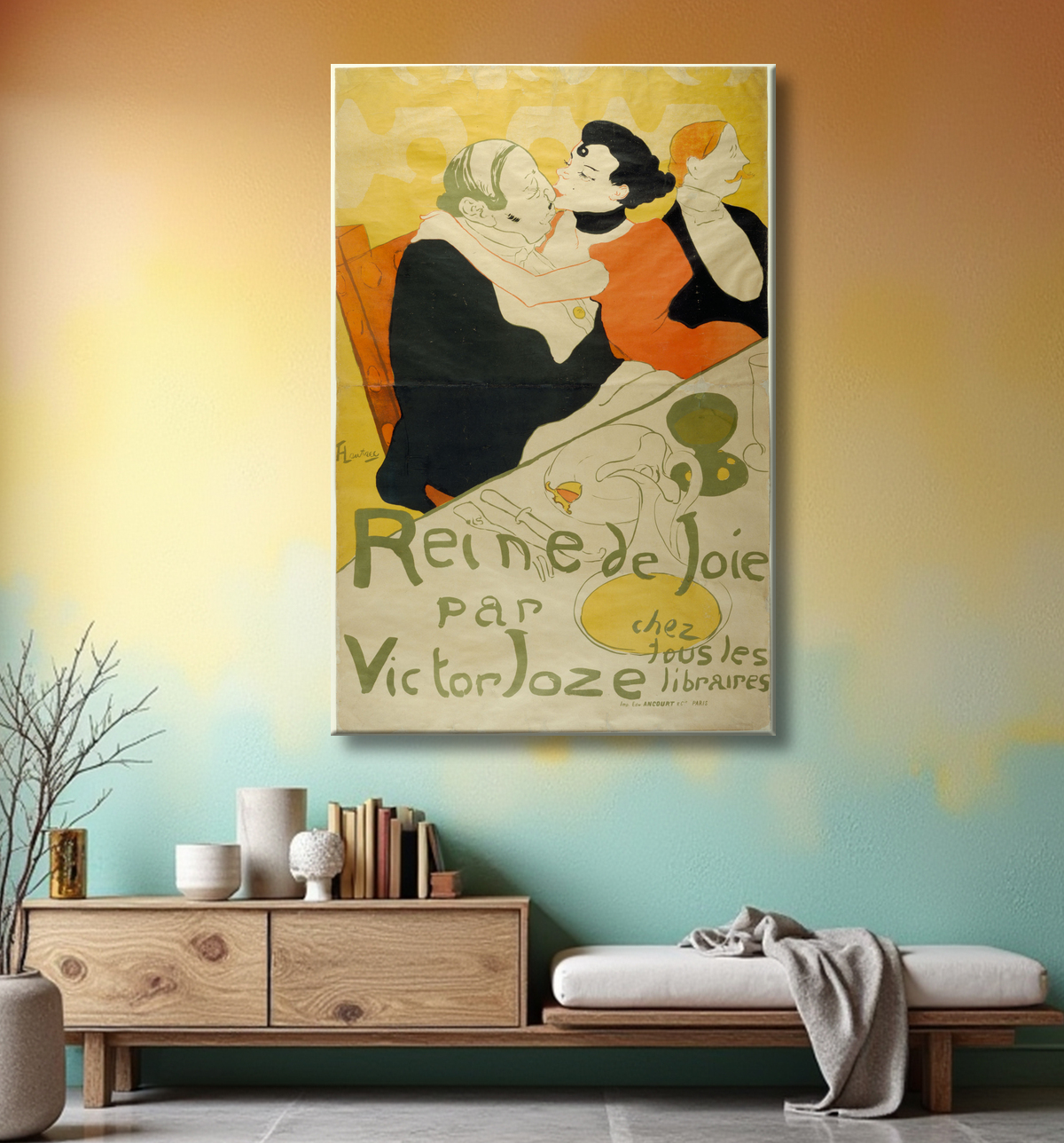 Reproduction Reine de Joie de Henri de Toulouse-Lautrec avec decor