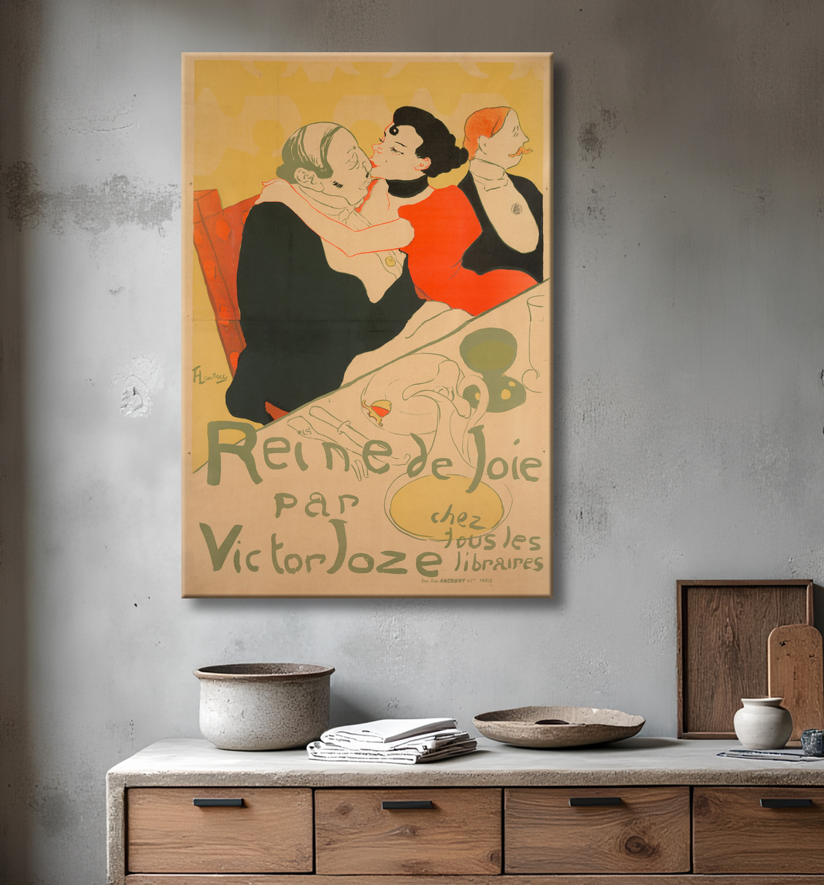 Reproduction Reine de Joie de Henri de Toulouse-Lautrec avec decor