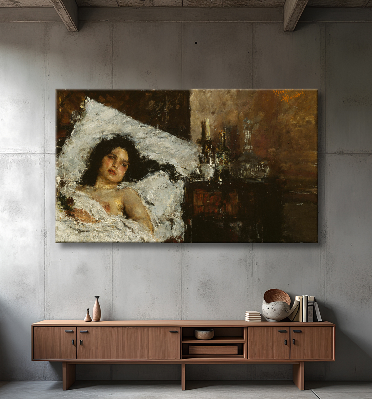 Reproduction Repos de Antonio Mancini avec decor