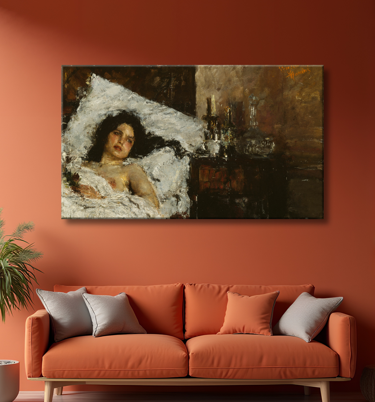 Reproduction Repos de Antonio Mancini avec decor