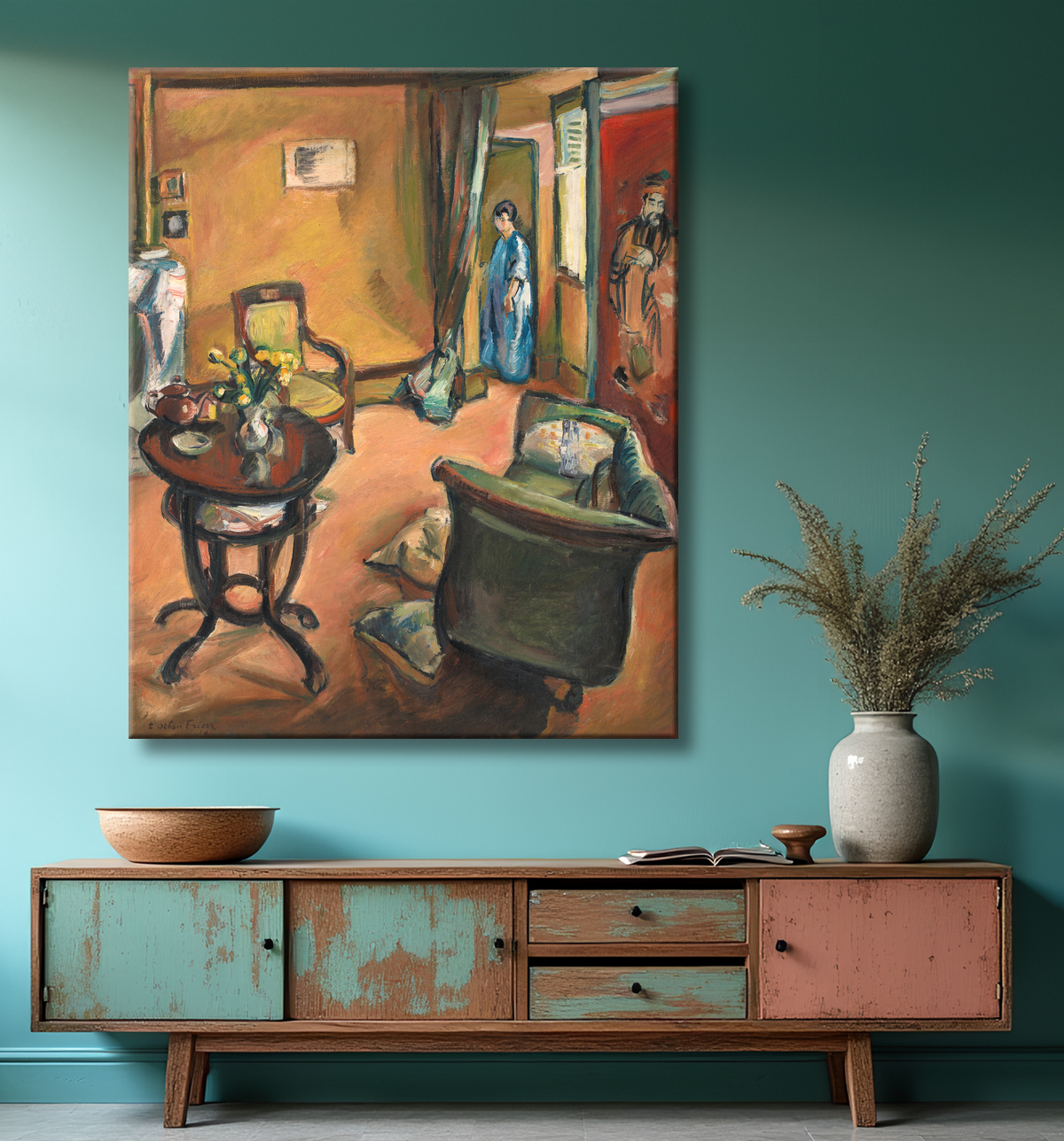 Reproduction Interior de Friesz, Emile Othon avec decor