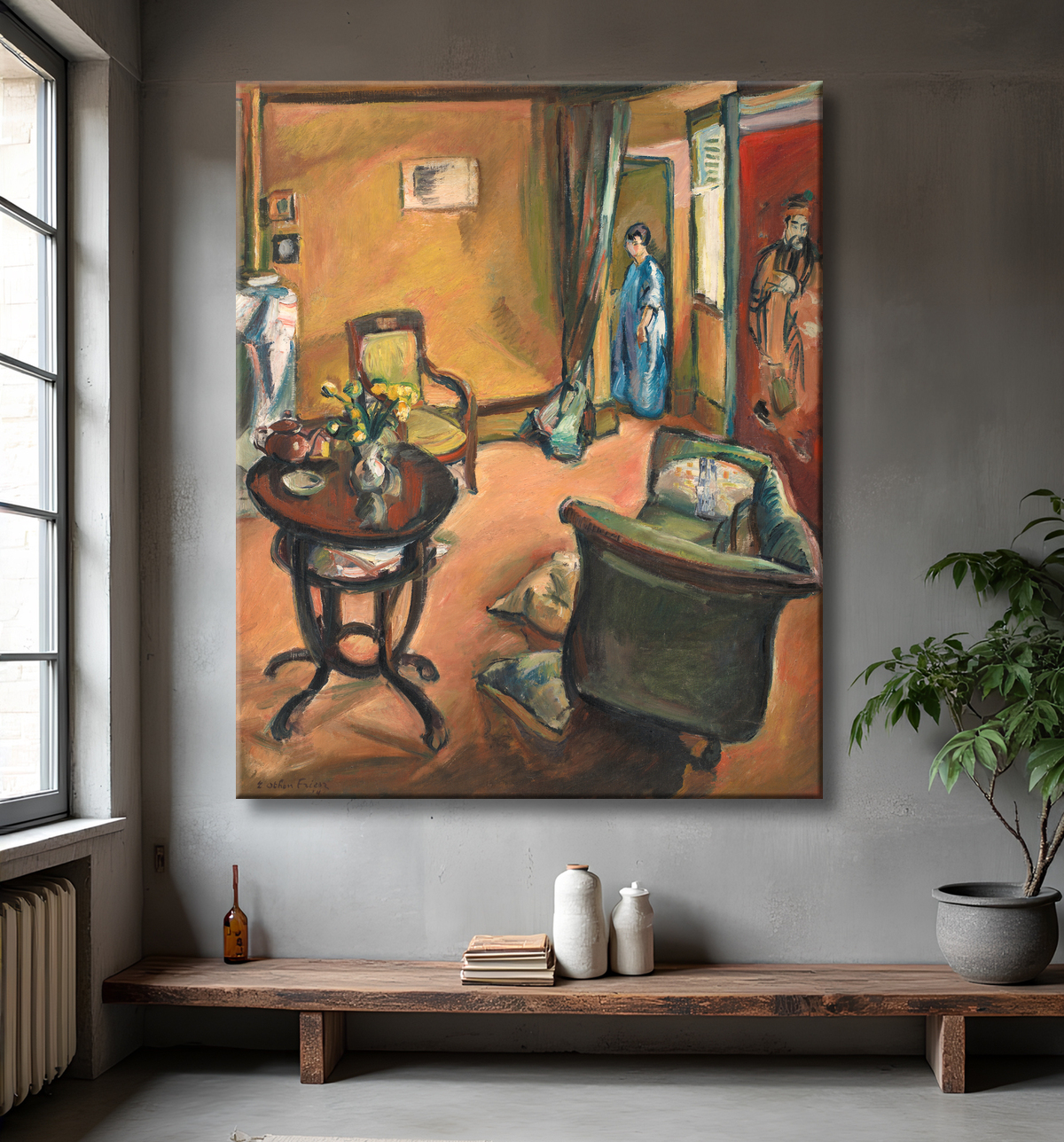 Reproduction Interior de Friesz, Emile Othon avec decor