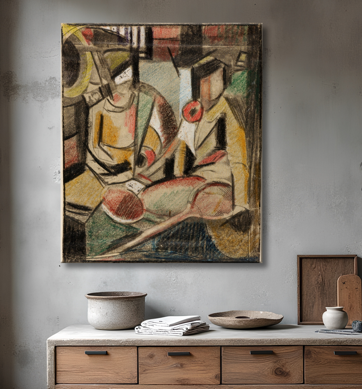 Reproduction Résumé--Deux femmes avec des raquettes de tennis de Carl Newman, born Philadelphia, PA 1858-died Abington, PA 1932 avec decor
