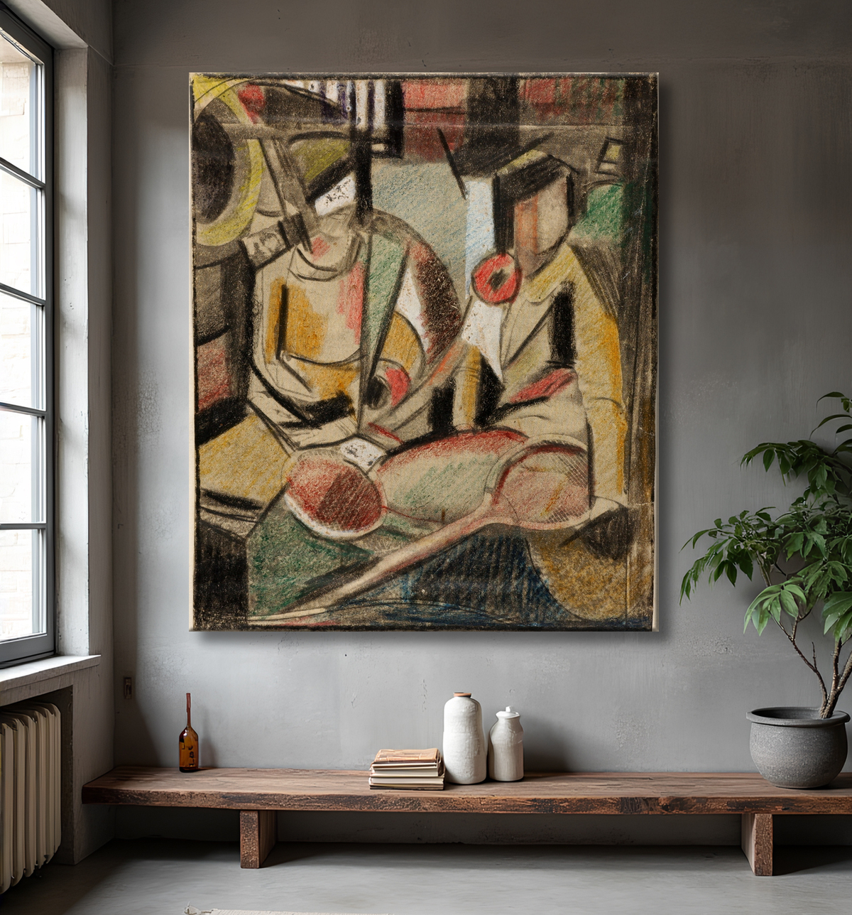 Reproduction Résumé--Deux femmes avec des raquettes de tennis de Carl Newman, born Philadelphia, PA 1858-died Abington, PA 1932 avec decor