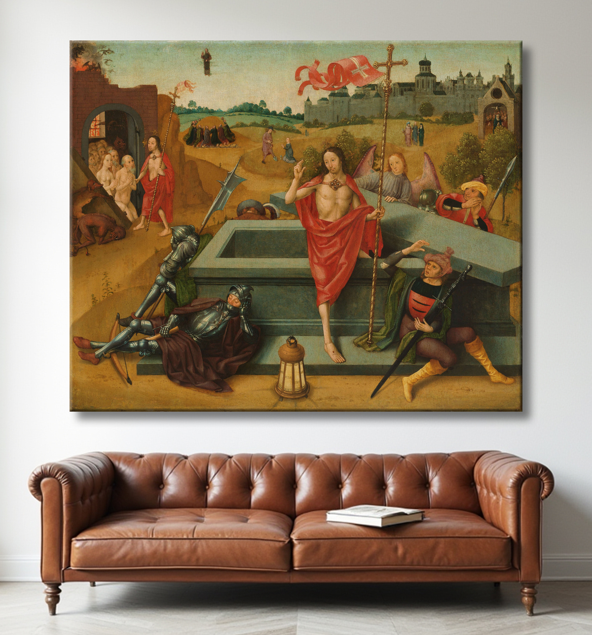 Reproduction Résurrection du Christ de Master of the Amsterdam Death of the Virgin avec decor