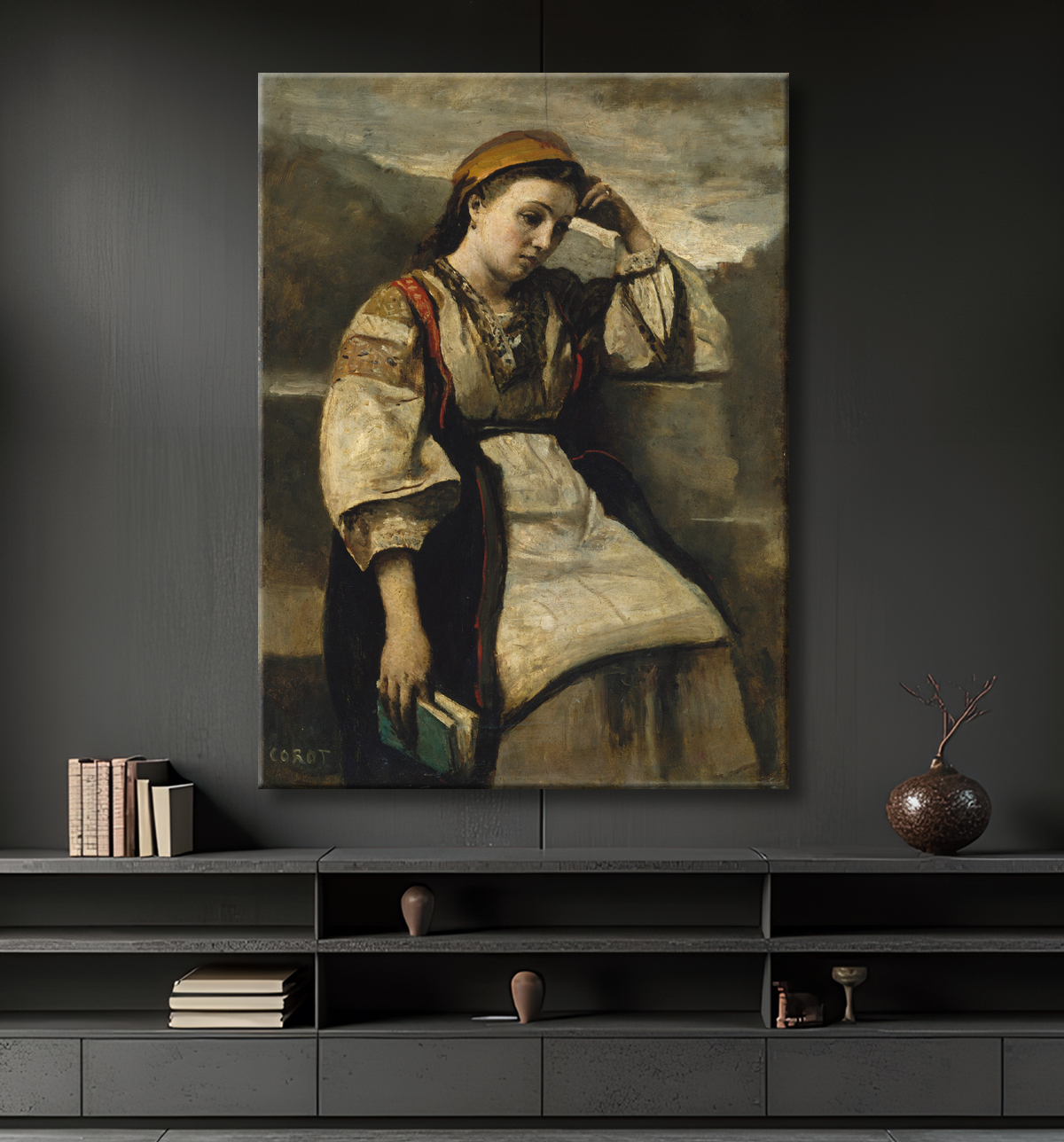 Reproduction Rêverie de Camille Corot avec decor