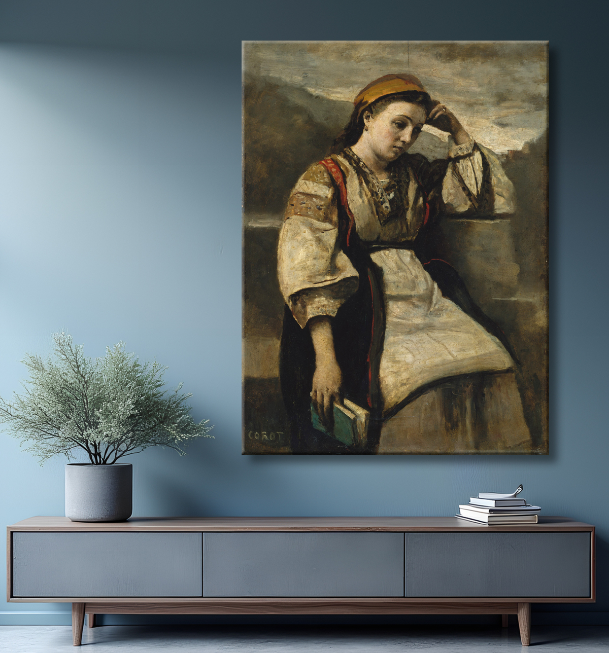 Reproduction Rêverie de Camille Corot avec decor