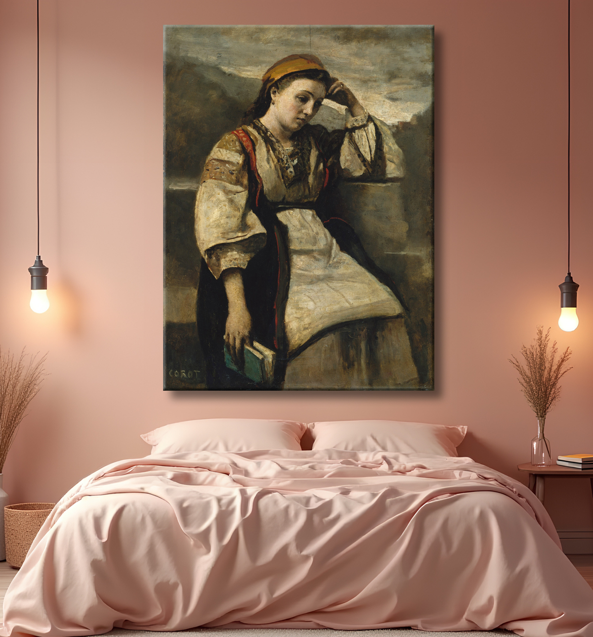 Reproduction Rêverie de Camille Corot avec decor