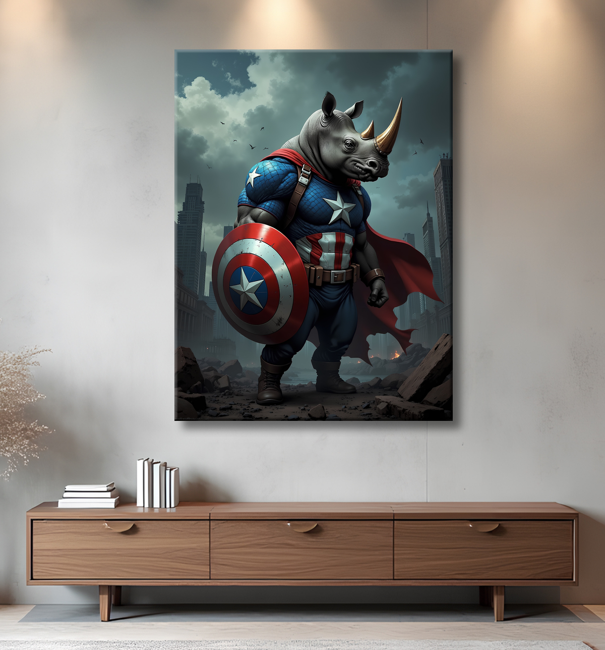 Tableau rhinocéros super-héros | Décoration puissante et originale avec decor
