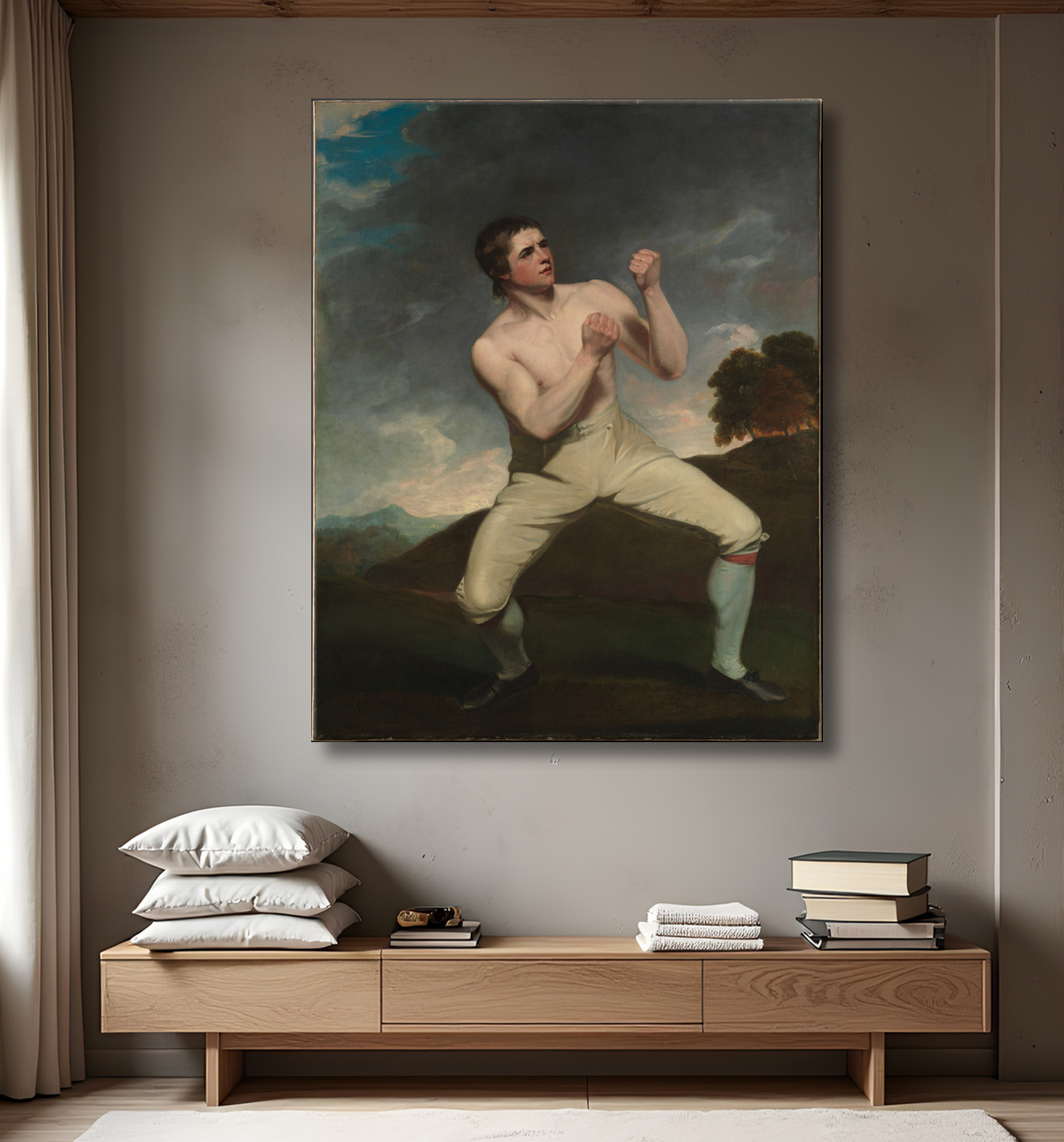 Reproduction Richard Humphreys, le boxeur de John Hoppner avec decor