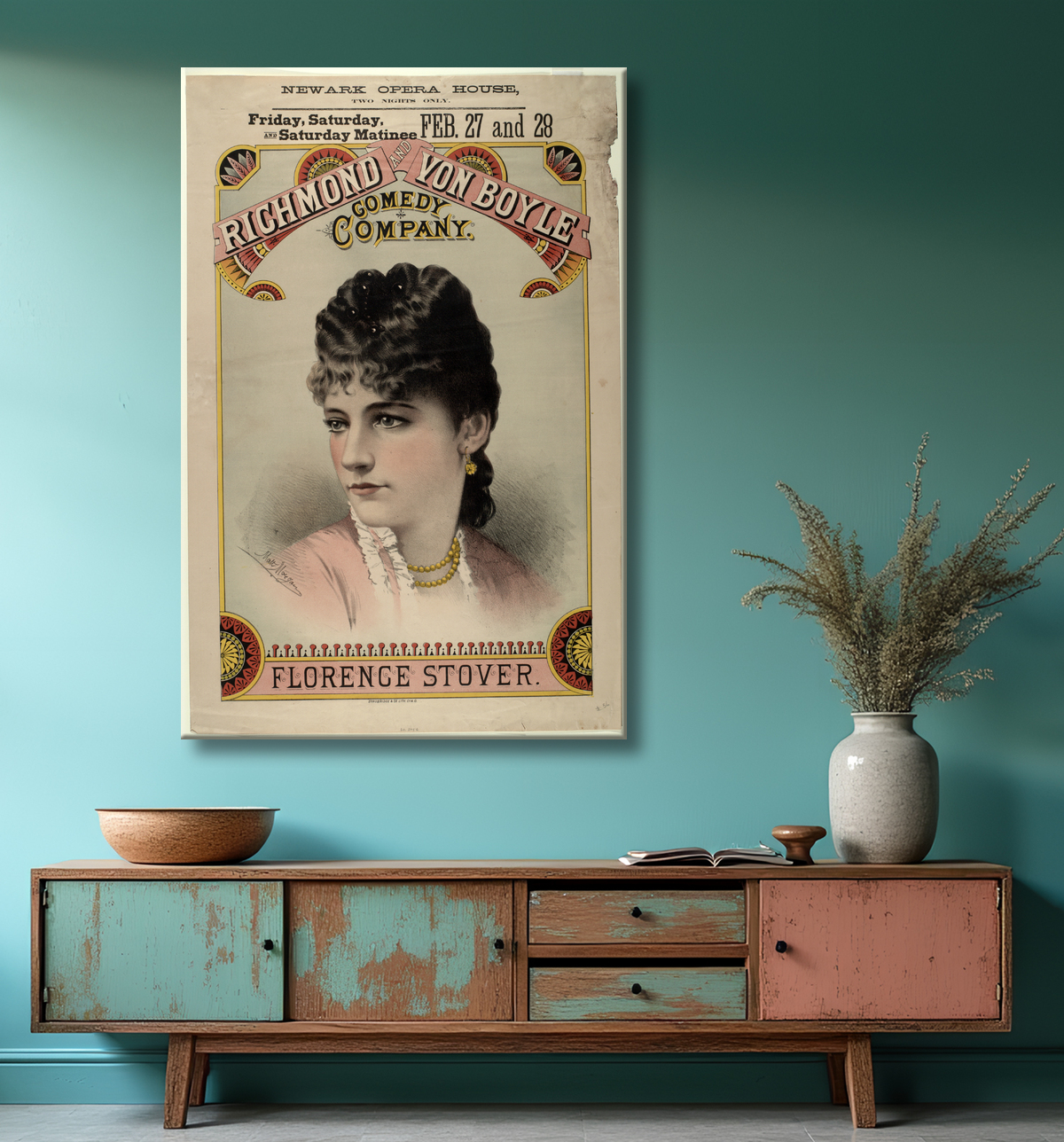 Reproduction Richmond et Von Boyle Comedy Company. de Stover, Florence avec decor