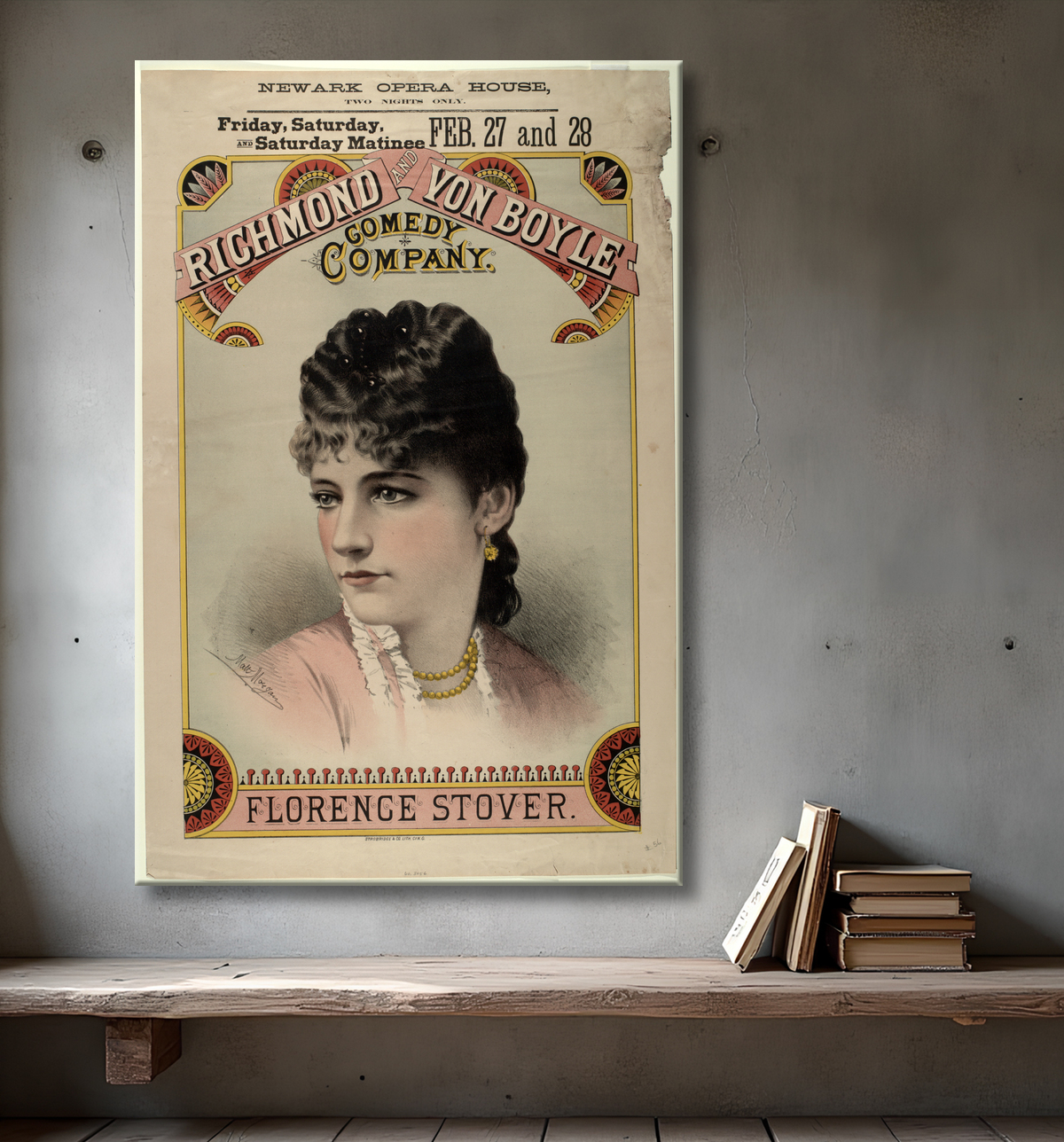 Reproduction Richmond et Von Boyle Comedy Company. de Stover, Florence avec decor