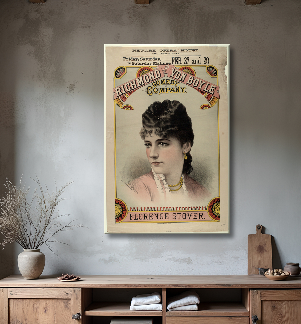 Reproduction Richmond et Von Boyle Comedy Company. de Stover, Florence avec decor