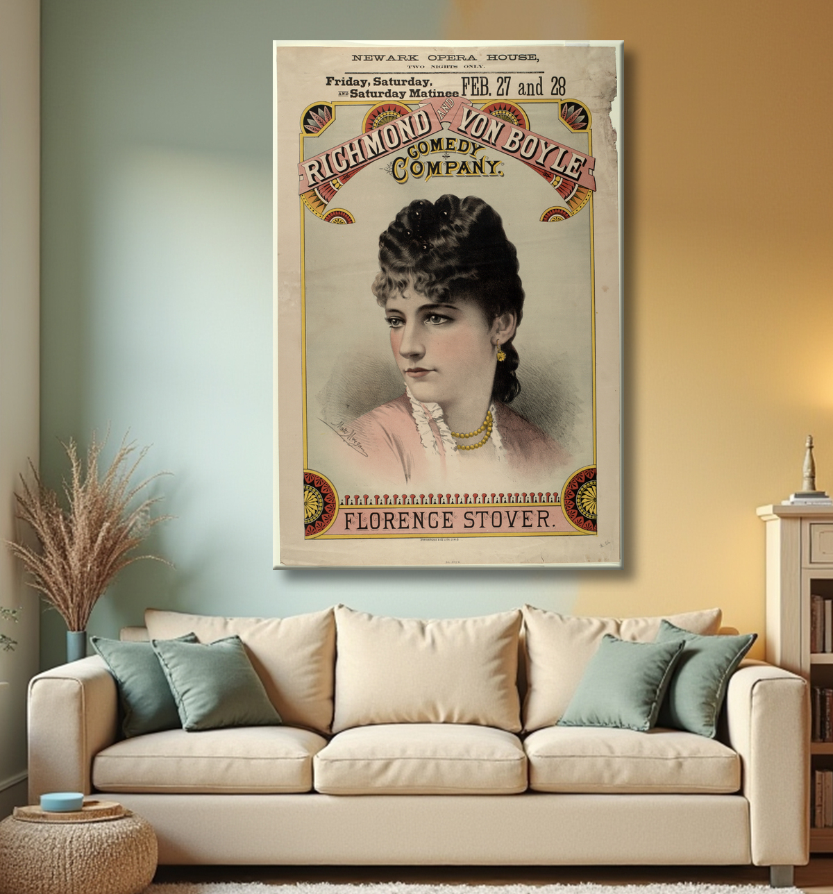 Reproduction Richmond et Von Boyle Comedy Company. de Stover, Florence avec decor