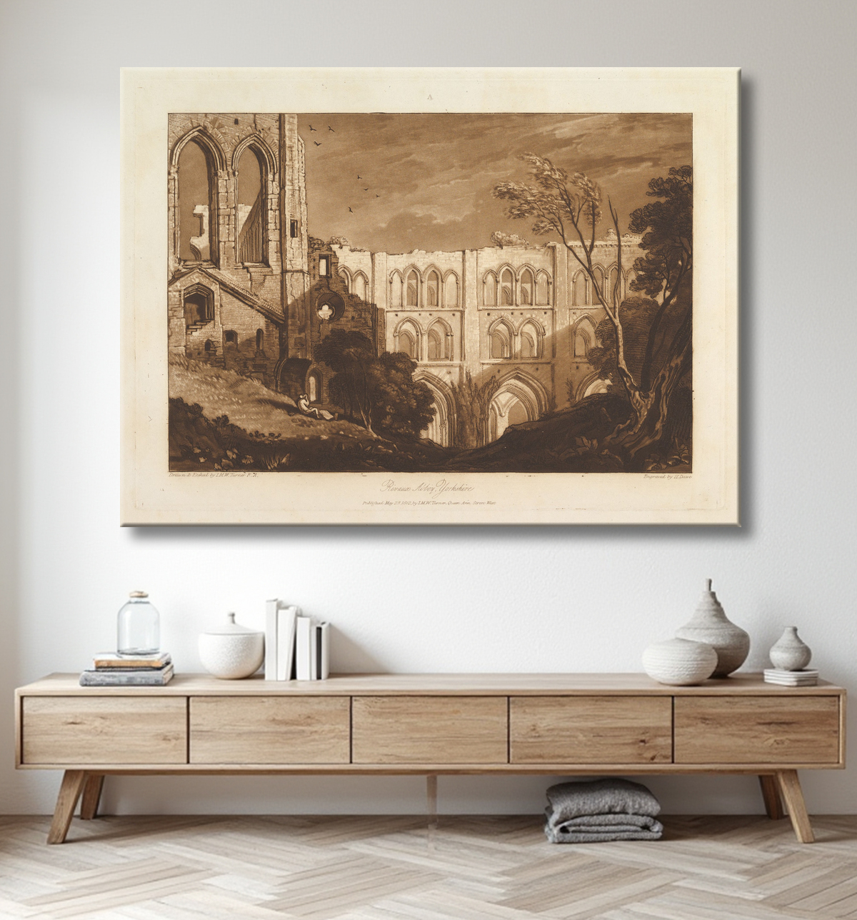 Reproduction Rivaux Abbey, Yorkshire (Liber Studiorum, part X, plate 51) de Joseph Mallord William Turner avec decor